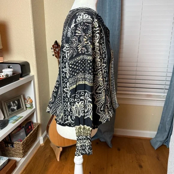 Akiko 100% Silk Peasant Blouse Size M - Picture 4 of 8